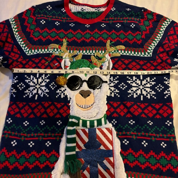 Holiday Time Llama Drink Pouch Ugly Christmas Sweater Unisex Adult Size XL - Picture 5 of 8